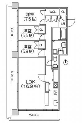 ヴィークタワー大阪 （3LDK 94.98平米）
