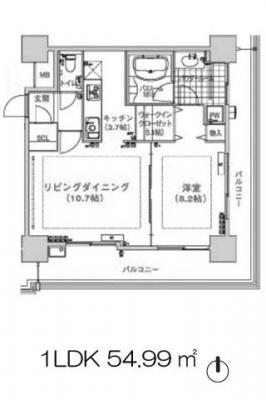 松屋タワー 1LDK 54.99平米